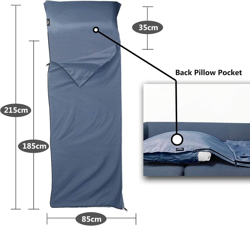 Frelaxy Sleeping Bag Liner, XL Travel Sheet & Camping Sheet for Backpacking, Hotel, Hostels & Traveling, Comfy & Easy Care, Full-Length Zipper/No Zipper, 4 Seasons Warm Cold Weather - Image 4